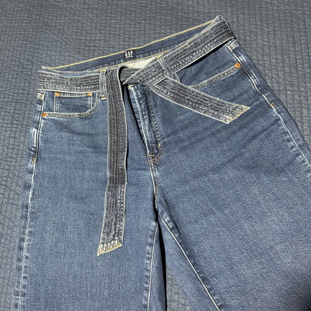 GAP Women's High Rise Jeans with Tie Belt - Classic Blue